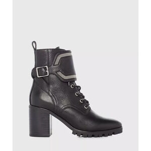 NEW PAIGE Daphne Black Leather Combat Boots US 9